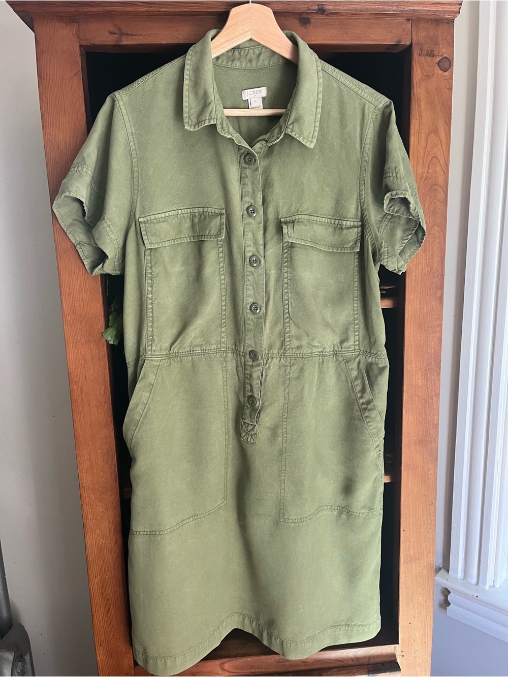 J. Crew Olive Utility Shirt Dress